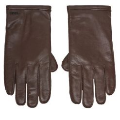 Rękawiczki Męskie BOSS. Brązowe rękawiczki Boss, bez wzorów. Za 439.99 zł.