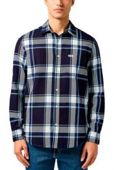 MESKA KOSZULA WRANGLER 1 PKT SHIRT LARGE INDIGO PLAID 112362898. Niebieskie koszule Wrangler, m, bez wzorów, bez kołnierzyka, bez ramiączek. Za 169.99 zł.