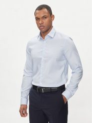 Calvin Klein Koszula K10K112588 Niebieski Slim Fit. Niebieskie koszule CALVIN KLEIN, m, bez wzorów, z bawełny, bez kołnierzyka, bez ramiączek. Za 279.99 zł.