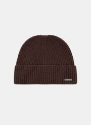 PAKO LORENTE – Brązowa wełniana czapka męska. Brązowe czapki zimowe Pako Lorente, bez wzorów, prążkowane. Za 249.99 zł.
