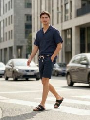 Bawełniane szorty jeansowe - granatowy. Niebieskie krótkie spodenki sportowe Sinsay, l, bez wzorów, z bawełny. W wyprzedaży za 33.99 zł.