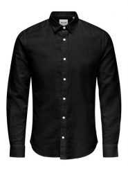 Only & Sons Koszula 22012321 Czarny Slim Fit. Czarne koszule Only & Sons, m, bez wzorów, z bawełny, bez kołnierzyka, bez ramiączek. Za 139.99 zł.
