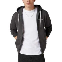 Bluza Rozpinana Męska Logo. Szare bluzy z kapturem Champion, m, bez wzorów, z bawełny, z kapturem. Za 199.00 zł.