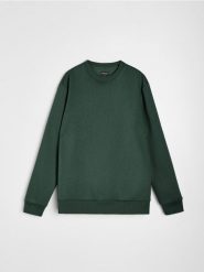 Bluza crewneck z domieszką bawełny - zielony. Zielone bluzy bez kaptura Sinsay, l, bez wzorów, z bawełny, bez kaptura. Za 49.99 zł.