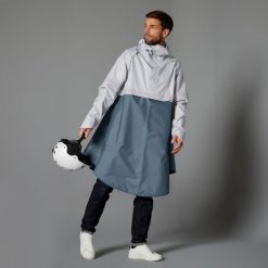 Ponczo na rower miejski Btwin 540 przeciwdeszczowe odblaskowe PPE. Brązowe kurtki przeciwdeszczowe B'TWIN, l, bez wzorów, z materiału, bez kaptura. Za 189.99 zł.
