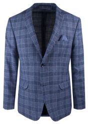 Lekka, Lniana Marynarka - MEN'SFIELD - Granatowa w Kratę. Niebieskie garnitury MEN'SFIELD, na co dzień, m, bez wzorów, ze lnu, eleganckie. Za 675.00 zł.