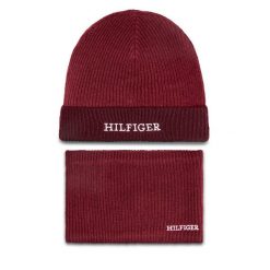 Komplet czapka i komin Tommy Hilfiger. Czerwone czapki zimowe Tommy Hilfiger, bez wzorów. Za 179.99 zł.