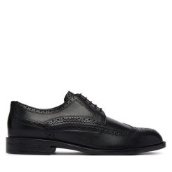 Półbuty BOSS. Czarne eleganckie półbuty Boss, bez wzorów, bez obcasa, bez zapięcia. Za 949.99 zł.