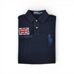 Second life - Koszulka polo męska z krótkim rękawem granatowa - Jak nowy. Niebieskie koszulki polo RALPH LAUREN, m, bez wzorów, bez kołnierzyka, bez ramiączek. Za 152.24 zł.