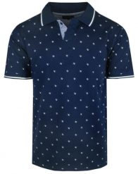 Koszulka Polo - Pako Jeans - Granatowa, Drobny Wzór. Niebieskie koszulki polo Pako Jeans, m, bez wzorów, z bawełny, bez kołnierzyka, bez ramiączek. Za 119.00 zł.