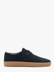 Granatowe półbuty męskie sznurowane RILEY. Niebieskie eleganckie półbuty RKO, bez wzorów, z jeansu, bez obcasa, na płaskiej podeszwie, bez zapięcia. Za 429.99 zł.