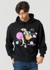 MĘSKA BLUZA WRANGLER RICK&MORTY HOODIE BLACK W6R2HN100 112144804. Czarne bluzy Wrangler, l, bez wzorów, z kapturem. Za 159.99 zł.