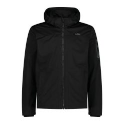 Kurtka turystyczna z kapturem i suwakiem CMP. Czarne kurtki CMP, na wiosnę, bez wzorów, z kapturem. W wyprzedaży za 209.99 zł.