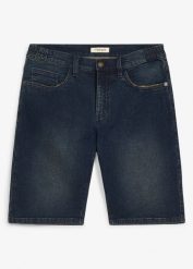 Długie bermudy jeansowe z elastyczną wstawką w pasie, relaxed fit. Niebieskie jeansy bonprix, m. Za 112.99 zł.