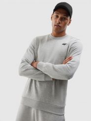 4F Bluza dresowa nierozpinana bez kaptura męska - szara XL. Szare bluzy 4F, l, bez wzorów, z bawełny, bez kaptura. Za 129.99 zł.