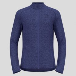Bluza męska Odlo TENCIA Mid layer full zip. Niebieskie bluzy bez kaptura ODLO, l, bez wzorów, z materiału, bez kaptura. Za 449.99 zł.