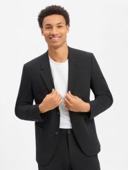 S.Oliver BLACK LABEL marynarka z zestawu modułowego Mężczyźni Comfort Fit Sztuczne włókno czarny, 48. Czarne garnitury s.Oliver BLACK LABEL, m, bez wzorów, z włókna. Za 549.95 zł.