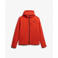Kurtka z kapturem Superdry Soft Shell. Brązowe kurtki Superdry, m, bez wzorów, z materiału, z kapturem. Za 466.25 zł.