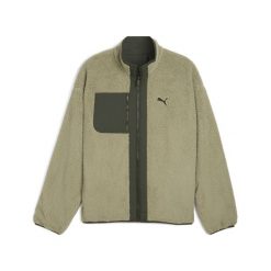 Męska dwustronna kurtka hybrydowa z dzianiną typu baranek PUMA Lux Army Green. Zielone kurtki Puma, m, bez wzorów, z dzianiny, bez kaptura. Za 479.00 zł.