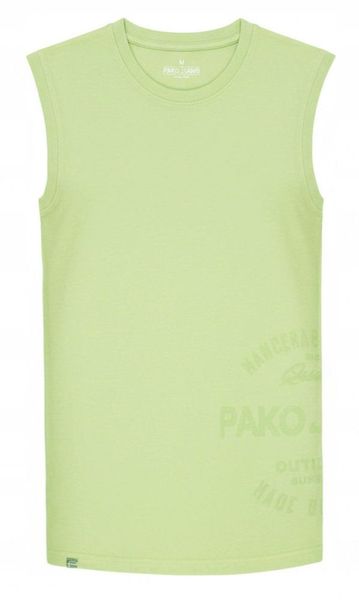 Jasnozielony, Męski Bezrękawnik (Tank-Top) - Pako Jeans. Zielone bezrękawniki Pako Jeans, l, bez wzorów, z bawełny, bez kołnierzyka, bez ramiączek. Za 59.00 zł.