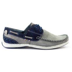 KOMODO Buty męskie mokasyny 902 szare. Szare mokasyny bez wzorów, z gumy, bez obcasa, bez zapięcia. Za 362.62 zł.