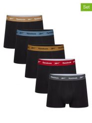 Reebok Bokserki (5 par) "Hancock" w kolorze czarnym rozmiar: S. Czarne bokserki Reebok, s, bez wzorów. Za 95.95 zł.