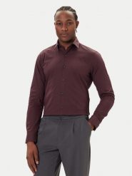 Calvin Klein Koszula Essentials LV019EU037 Bordowy Slim Fit. Czerwone koszule CALVIN KLEIN, m, bez wzorów, z bawełny, bez kołnierzyka, bez ramiączek. Za 259.99 zł.