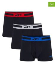 Reebok Bokserki (3 pary) "Dane" w kolorze czarnym rozmiar: L. Czarne bokserki Reebok, l, bez wzorów. Za 79.45 zł.