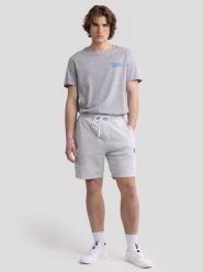 Koszulka męska z nadrukiem na plecach szara Leon 901. Szare t-shirty BIG STAR, l, bez wzorów, z dzianiny, bez kołnierzyka, bez ramiączek. W wyprzedaży za 59.99 zł.