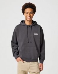 WRANGLER MĘSKA BLUZA HOODIE FADED BLACK 112357324 W6M9013642. Czarne bluzy Wrangler, m, bez wzorów, bez kaptura. Za 199.99 zł.