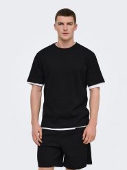 ONLY & SONS Koszulka "Onstobie" w kolorze czarnym rozmiar: L. Czarne bezrękawniki Only & Sons, l, bez wzorów, z bawełny, bez kołnierzyka, bez ramiączek. Za 55.95 zł.