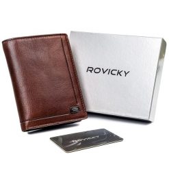 Portfel skórzany Rovicky brązowy PC-101-BAR-2324 B. Brązowe portfele ROVICKY, bez wzorów, ze skóry. Za 75.99 zł.