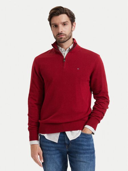 Tommy Hilfiger Sweter MW0MW28049 Czerwony Regular Fit. Czerwone swetry rozpinane Tommy Hilfiger, m, bez wzorów, z bawełny, bez kołnierzyka, bez ramiączek. Za 569.99 zł.