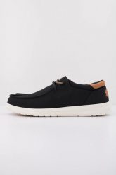 Buty HEY DUDE PAUL CANVAS Czarny. Czarne buty turystyczne Hey dude, bez wzorów, z tkaniny, bez zapięcia, na fitness i siłownię. Za 278.99 zł.