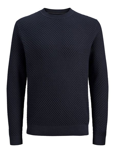 Jack & Jones Sweter w kolorze granatowym rozmiar: L. Niebieskie swetry nierozpinane Jack & Jones, l, bez wzorów, z bawełny, bez kołnierzyka, bez ramiączek. Za 148.26 zł.