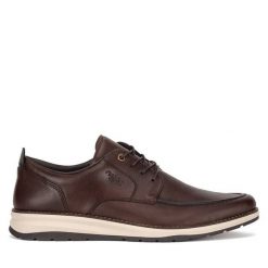 Półbuty Rieker. Brązowe eleganckie półbuty Rieker, bez wzorów, bez obcasa, bez zapięcia. Za 351.00 zł.