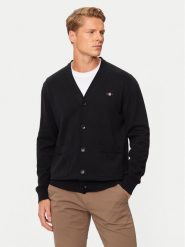 Gant Kardigan 8030556 Czarny Regular Fit. Czarne swetry rozpinane GANT, m, bez wzorów, z bawełny, bez kołnierzyka, bez ramiączek. Za 329.99 zł.