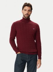 Gant Golf 8050607 Bordowy Regular Fit. Czerwone golfy GANT, m, bez wzorów, z bawełny, bez kołnierzyka, bez ramiączek. Za 560.99 zł.