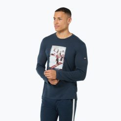 Longsleeve męski super.natural Dachshund Party. Niebieskie bielizna termoaktywna super.natural, m, bez wzorów, bez ramiączek. Za 289.99 zł.