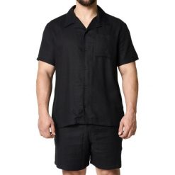 Koszula plażowa BOSS Vida_Shirt NERO (50540154-001). Czarne koszule Boss, m, bez wzorów, bez kołnierzyka, bez ramiączek. Za 379.00 zł.