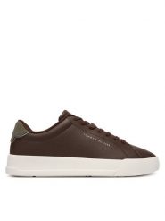 Tommy Hilfiger Sneakersy Th Court Lth Detail Ess FM0FM05367 Brązowy. Brązowe buty sportowe casual Tommy Hilfiger, bez wzorów, ze skóry, bez zapięcia. Za 409.99 zł.