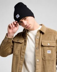 MESKA CZAPKA ZIMOWA LEE WORKWEAR BEANIE BLACK 112372692. Czarne czapki zimowe Lee, bez wzorów. Za 89.99 zł.