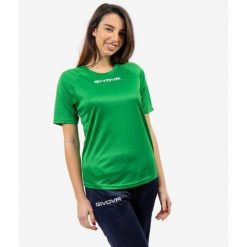 Koszulka piłkarska dla dorosłych Givova One. Zielone t-shirty sportowe Givova, bez wzorów, bez ramiączek, do piłki nożnej. Za 34.85 zł.