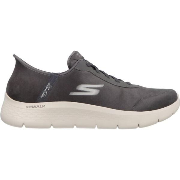 Buty sportowe Sneakersy męskie, Slip-Ins: GO Walk Flex - Smooth Motion. Szare buty sportowe casual Skechers, bez wzorów, bez zapięcia. Za 329.99 zł.