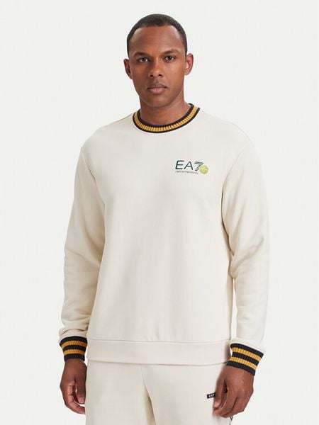 EA7 Emporio Armani Bluza 7M002138 AF22265 U1079 Beżowy jasny Regular Fit. Brązowe bluzy EA7 Emporio Armani, m, bez wzorów, z bawełny, bez kaptura. Za 629.99 zł.
