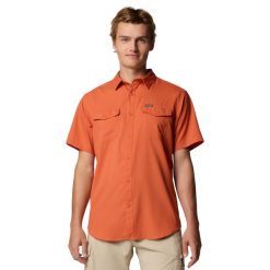 Koszula sportowa męska Utilizer II Solid Short Sleeve Shirt. Brązowe koszule Columbia, m, bez wzorów, z poliesteru, bez kołnierzyka, bez ramiączek. Za 199.99 zł.