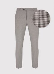 PAKO LORENTE – Brązowe spodnie garniturowe w kratę. Brązowe garnitury Pako Lorente, bez wzorów, z elastanu. Za 249.99 zł.