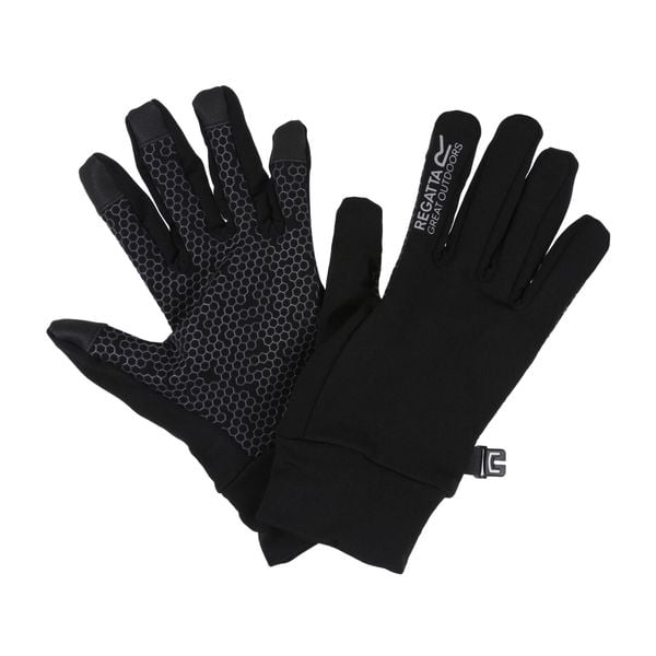 Regatta Grippy Gloves II - rękawiczki junior unisex z antypoślizgową powłoką. Czarne rękawiczki Regatta, bez wzorów, z poliesteru. Za 76.20 zł.
