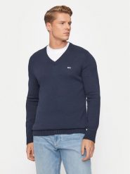 Tommy Jeans Sweter Essential DM0DM19429 Granatowy Slim Fit. Niebieskie swetry rozpinane Tommy Jeans, m, bez wzorów, z bawełny, bez kołnierzyka, bez ramiączek. Za 229.99 zł.