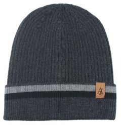 Jesienno-Zimowa Czapka (beanie) – Alties - Kolor Grafitowy, Pasek. Szare czapki zimowe Alties, bez wzorów, z dzianiny. Za 59.00 zł.